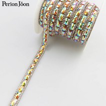 의류 재봉 공예 3가지 사이즈 골드 AB 크리스탈 라인석 트림 DIY 웨빙 다림질 드레스 신발 가방 장식 액세, 01 01