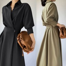 키첼 러비 옆단추 롱 원피스