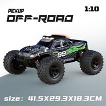 EBOYU-G106 RC 자동차 2.4Ghz 1:10 스케일 4WD 트럭 46 KM/H + 고속 빅 휠 오프로드 IPX8 방수 원격 제어, green