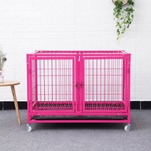 칸막이가있는 3 층 강아지 케이지 어린이 사육 대형 개 애완 동물 고양이 골든 리트리버 래브라도 하우스, 04 분홍색_02 106x80x70CM