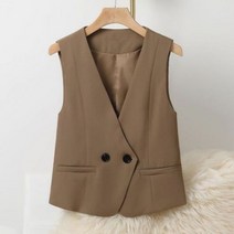 여성 빈티지 V넥 오피스 조끼 심플 봄 올매치 멋진 캐주얼