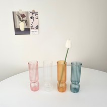 요라나 크리스탈 화병 오브제 글라스 미니 데일리 유리 꽃병 긴화병, 주황