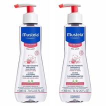 Mustela 무스텔라 센시티브 베이비 클렌징워터 올인원 노린스 페이스 바디 300ml 2팩
