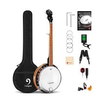 Vangoa 밴조 5스트링 비기너 풀사이즈 Kit Remo Head 24 브라켓 오픈백 세트 with Resonator for Starter Adult Youth Teen, Full, Closed Back Frosted Remo Head