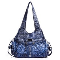 빈티지 AngelkissPU 숄더 백 여성용 캐주얼 리벳 가방 호보 메신저 핸드백 사첼