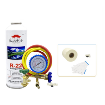 에어컨 냉매 가스주입 압력게이지 냉매 세트 R22 410A, 압력게이지 + R22 3병