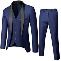 드라이슈트 웻슈트 조끼 심플한 우아한 패션 인터뷰 신사 슬림한 3 피스 슈트, 19.Navy Blue - XS