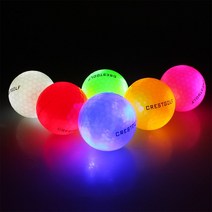CRESTGOLF 밤 야간 저녁 골프 필수 야광볼 빛나는 골프공 야간골프장, Mix Color(6pcs)