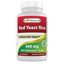 Best Naturals 베스트 내츄럴스 홍국 600mg + 폴리코사놀 10mg 함유 영양제 120캡슐