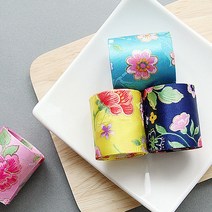 리본공예 리본재료 헤어핀부자재 리본원단 꽃금박 한복리본, 하늘