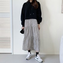 겟잇미 레느릿 레이어드 호피 패턴 기모 후드 롱원피스