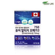 굿라이프 퓨어 알티지오메가3 epa dha 초임계 rtg 오메가3 비타민d 엔초비 오메가쓰리 비타민e 연어오메가3 홈쇼핑 효능 추천, 1박스(1개월분), 오메가3 30캡슐