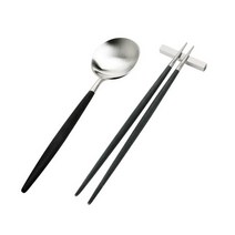 큐티폴 고아 블랙 스푼/젓가락세트받침 포함