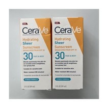 선크림 세라브 하이드레이팅 시어 선크림 얼굴과 신체 미네랄 선크림을 위한 SPF 30 2P