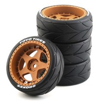 RC카부품 RC조종기부품 4pcs 고무 타이어 휠 타이어 tamiya tt01 tt01e tt02 tt02b xv01 ta06 ptg-2 110 rc 자동차 업그레이드 액세서리, 노란색