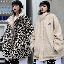 꽃소담 Leopard grain cotton suit ZYZC11287 투웨어 모조 양고기 양털 레오파드 프린트 면 패딩 재킷 남성과 여성의 겨울 거리 조수 브랜드 느슨한 커플 복고풍 항구 스타일 프라이드 스트리트 코트