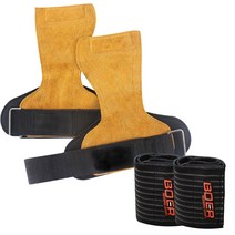 파워 리프트 가죽 헬스장갑 + 손목압박붕대(2개입), 노핑거 레더헬스장갑+손목붕대(블랙)2개