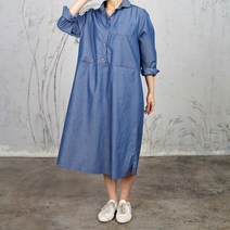 여성 루스 둥근카라넥 반오픈 앞포켓 원피스