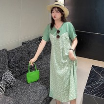 야오야오 빅사이즈 플라워 레이어드 반팔 원피스