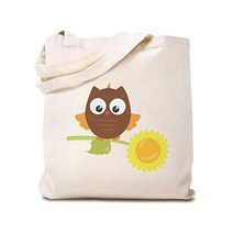 Custom Canvas Tote Reusable Shopping Bag Owl Sunflower Baby Clipart Beach Bags for Kids Birds Gifts, 1