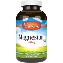 Carlson Labs Magnesium 칼슨 랩 마그네슘 400mg 250정 1정/1일. 장 운동 심장 근육, 1병