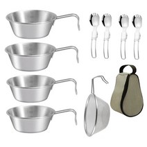 300ml 시에라컵 캠핑용식기 티타늄컵 야외식기 10종 세트, 1세트