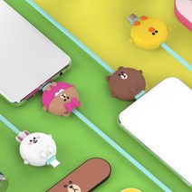 1+1 라인프렌즈 퐁퐁 케이블, 5PIN 초코, 5PIN 샐리