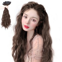 가발위드 붙임머리 웨이브 가발 히피한걸 3피스, 초콜릿브라운, 3개