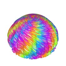 Tie Dye Shower Cap for Men And Long Hair Double Waterproof Reusable Soft PVC Lining Bath Girls Fashi