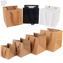 심플 정사각 무지 쇼핑백 명품 선물 포장 결혼 돌 기념품 손잡이종이봉투 기성 쇼핑팩 답례품 쇼핑백, 색상/사이즈, 블랙 - 미니