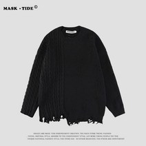 데미지 케이블 헤짐 니트 가을 겨울 스웨터 남자 따듯한 라운드 패션 간절기 모던