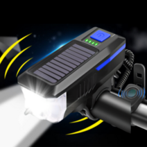 몬스터 자전거라이트 후레쉬 전조등 태양광충전 전자벨 겸용, 1개, 블루