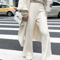 돌체비타샵 꽈배기 니트 밴딩 와이드 바지