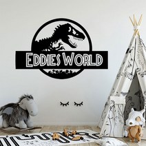 파티룸 인테리어 소품 소년 방 장식 jurassic world wall sticker custom name jurassic world vinyl wall decal 공룡 스타일, M 42x28cm, 638 canal blue