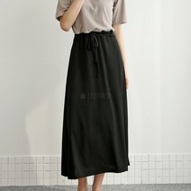 여자 배색 무지 스판 레이어드 느낌 반팔 롱원피스