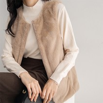 스타일바바 여성 겨울 퍼베스트 페이크 에코 양면 무스탕 조끼 자켓