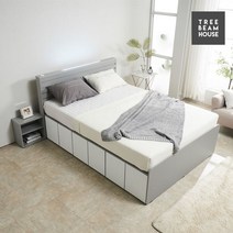 트리빔하우스 트리빔하우스 스마트 LED+USB형 수납 침대 Q - [본넬 매트리스 포함], 메이플화이트