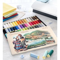 [얀스토어] 아플리케 자수실 세트 구터만 폴리사 재봉실 노스텔지아 틴케이스 (48색상), 640954, 1개