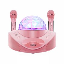 SDRD 블루투스 노래방 듀얼 마이크 미러볼 휴대가능, SDRD 듀얼 마이크 + 미러볼 핑크 SD308