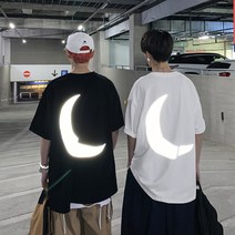 남성 반팔티셔츠 놈코어 자 문예남 여름 반사반팔티 남성 루즈핏 트렌디형 인스펙터 커플룩