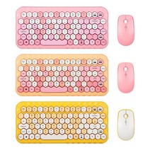 앱코 TKL 멀티 컬러 육각키캡 무선 미니 키보드 마우스 세트, WKM620, 옐로우