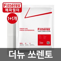 1+1 필터렉스 PM0.3 헤파 더뉴쏘렌토 차량용 에어컨필터 고효율, 상세설명 참조, 기아/2개-더뉴쏘렌토 14.08~18(S107)