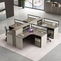 120도책상 직원용 업무용 중역 퍼즐형 업무책상 과외, L자형 싱글 시트 캐비닛 포함
