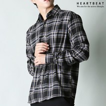 하트비트 크베멀 체크 남방 베이직핏 캐주얼 긴팔 셔츠 커플룩 단체복 소매 배색 남자 빅사이즈 댄디 와이셔츠