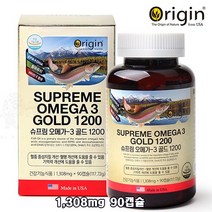 오리진 슈프림 오메가3 골드 1100 연어오일 1308mg 90캡슐 EPA DHA 비타민E 기억력 혈행개선 캐나다직수입, 1병, 108.18g