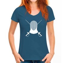 남성 티셔츠 펜싱 마스크 검 여성 티셔츠, 없음, 129.WoMen Azure blue  S