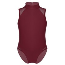 성인 발레복 레오타드 발레 티셔츠 ballet leotards for girls leotard sleeveless mock neck mesh splice back 지퍼 클로저