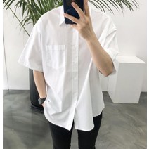 여름 마린넨 스탠다드핏 오버 반팔 셔츠 남방
