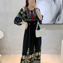 여름 비치 보헤미안 원피스 에스닉 빈티지 롱스커트 여 여행-99558