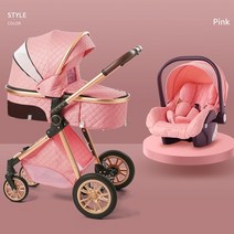 14세이상 유아용 휴대용 유모차 카트 패션 캐리어 신생아 여행 시스템 3 in 1, 08 Pink